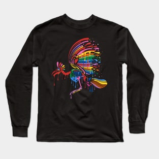 Skeleton Rainbow Bird Long Sleeve T-Shirt